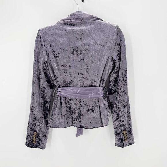 Sugar Lips vintage Y2K 90s soft purple velvet lined jacket blazer w/ribbon tie - Picture 2 of 8